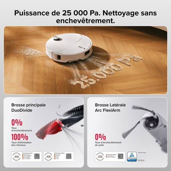 Roborock Qrevo Curv 2 ProX robotdammsugare & mopp med LiDAR, 25 000 Pa, 180 min, vit Vit
