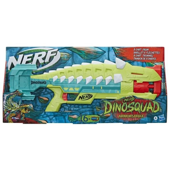 Nerf DinoSquad Armorstrike Dart Blaster, 8-Dart roterande pipa, 16 Nerf Elite Dart, Ankylosaurus Design
