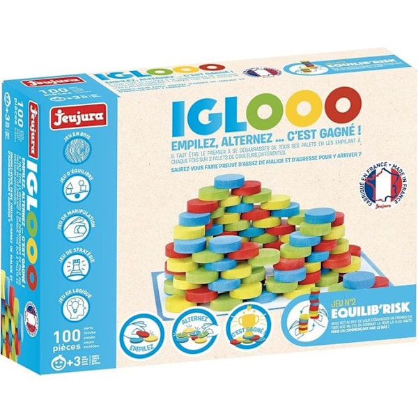 Iglooo 100 Pieces - JEUJURA - Skicklighets- och logikspel med puckar och mattor, spelregler ingår