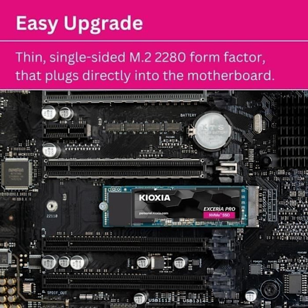 SSD - KIOXIA - EXCERIA PRO - 2TB, M.2, 7300 MB/s läshastighet, 6400 MB/s skrivhastighet, för bärbar dator