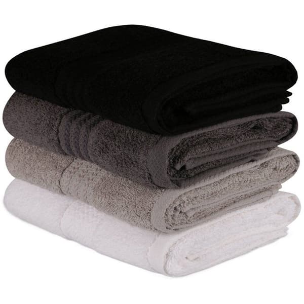 Set med 4 handdukar - 50 x 90 cm - Vit, Grå, Antracit, Svart