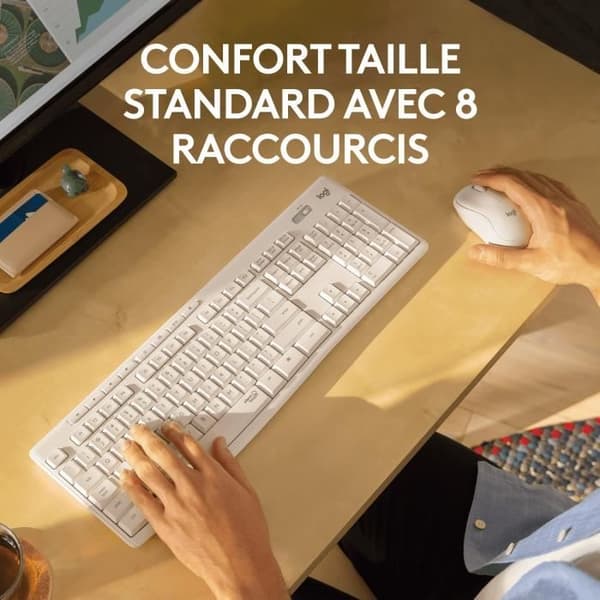 Pack tangentbordsmus - Trådlös - Logitech - MK295 - SilentTouch - Numerisk knappsats - Franskt AZERTY -tangentbord - Vit