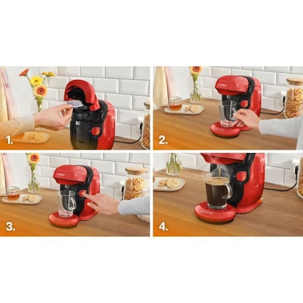 Kaffemaskin för flera drycker - BOSCH - TASSIMO - T11 Red style - 1400 W