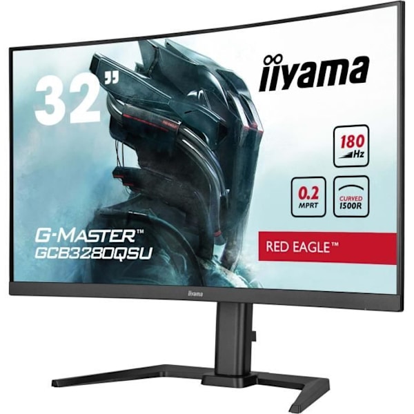 PC-skärm - IIYAMA - GCB3280QSU-B2 - 31,5 QHD - VA - 180Hz - 0,2ms - HDMI/DP/USB HUB - Justerbart stativ - Curved 1500R - Svart