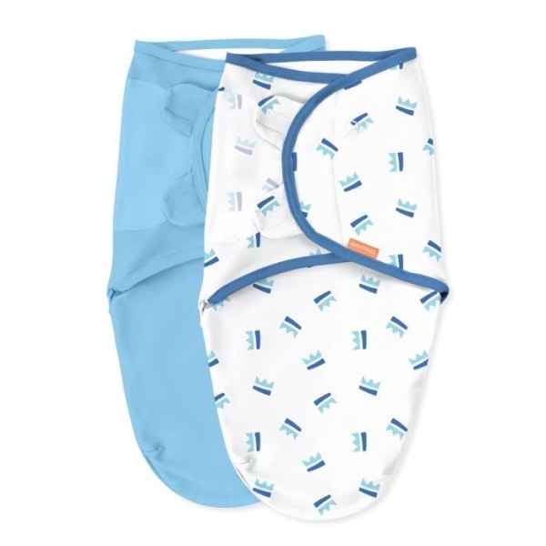 SUMMER Original Swaddle, filt, sovsäck, 0-3 månader, säkerhet och värme för baby, krona blå, set om 2