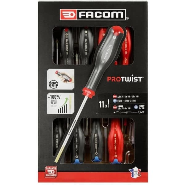 Set med 11 PROTWIST skruvmejslar - FACOM - AT.11PB