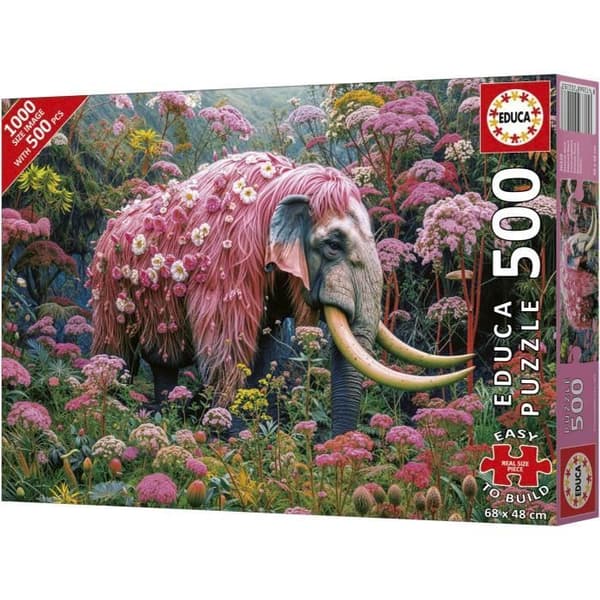 Pussel - EDUCA - Blommig elefant - 500 bitar - Djurtema - För barn från 10 år