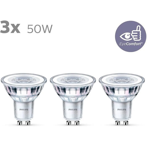 Philips, paket med 3 glödlampor gu10 led 50w, varm vit