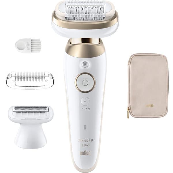 Elektrisk epilator - BRAUN - SES9-030 3D - 2 lägen - 50 min - Vattentät - Vit/Guld