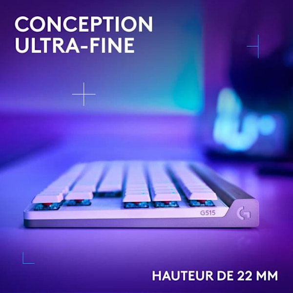 Logitech G515 LIGHTSPEED trådlöst tangentbord utan numerisk knappsats (brun strömbrytare) - Vit