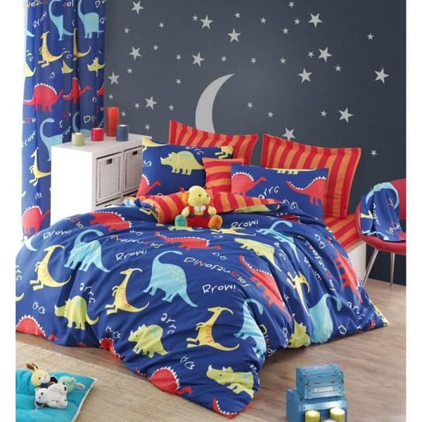 Bäddset - 1 påslakan 220 x 240 cm + 2 örngott 60 x 60 cm - 65% bomull, 35% polyester - Blå