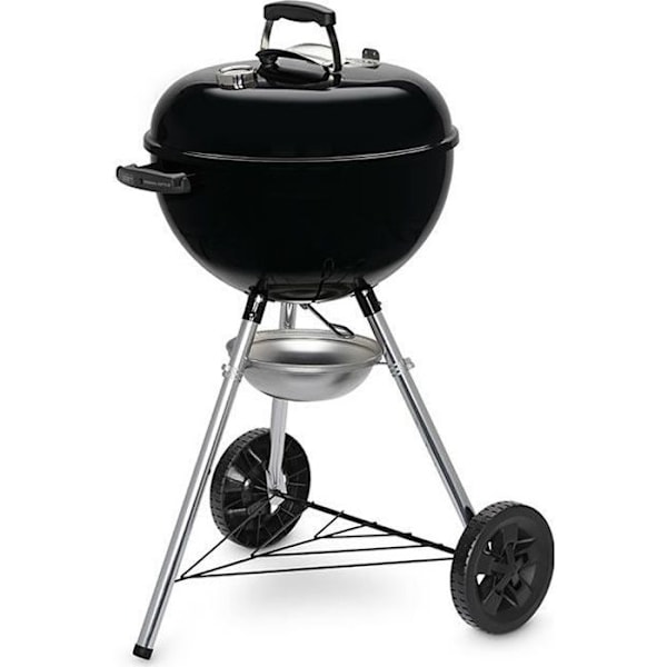 WEBER Original Vattenkokare E-4710 Charcoal Skäggcue - Emaljerat stål - Diameter 47cm - Termometer integrerad i locket - System Svart, Silver