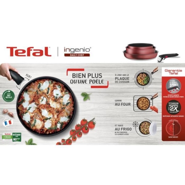 Tefal L3989502 Ingenio Daily Chef Rouge Surprise Set 10 stycken, non -stick, alla lampor inklusive induktion