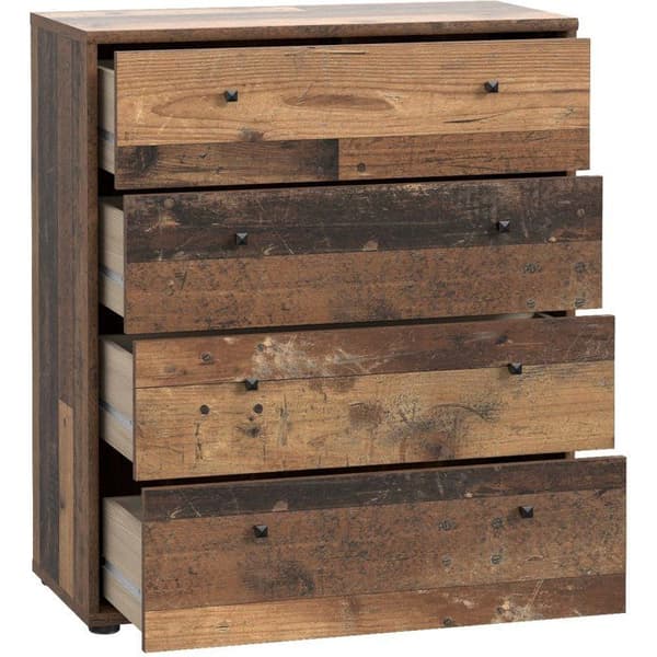 TEMPRA Byrå  Gammal träeffekt  4 lådor  B 73,7 × D 34,8 × H 85,5 cm