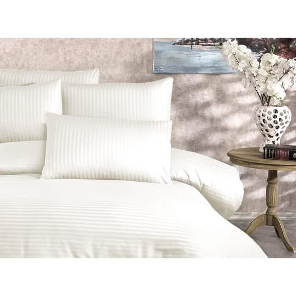 Bäddset - 1 påslakan 220 x 240 cm + 2 örngott 60 x 60 cm - 80% bomull, 20% polyester - Krämfärgad