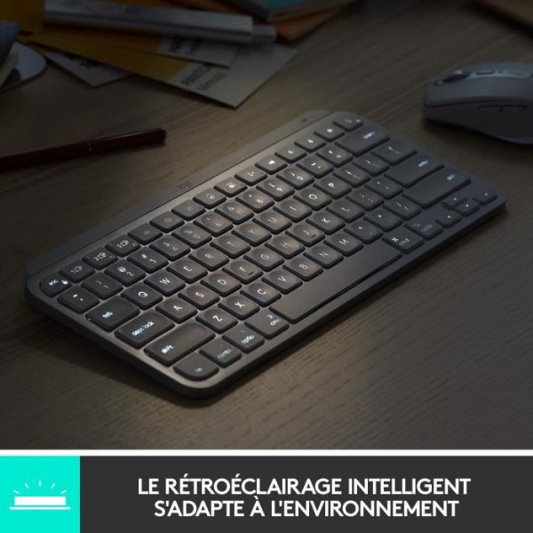 Logitech Wireless Keyboard - MX Keys Mini - PALE GRAY - Kompakt, Bluetooth, bakgrundsbelyst för MAC, iOS, Windows, Linux, Android
