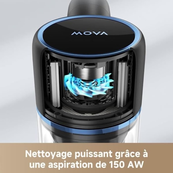 MOVA S4 Detect - Sladdlös stickdammsugare - 150 AW - Maximal batteritid på 90 minuter - OptiInsigh Multi-Surface Brush