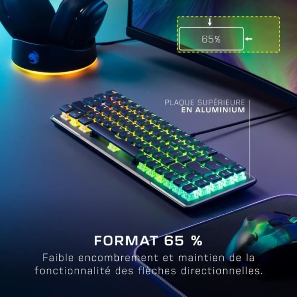 Wired Tangentboard - Optics and Mechanical - Roccat - Vulcan II Mini - Azerty - Retro -Bliking - Black