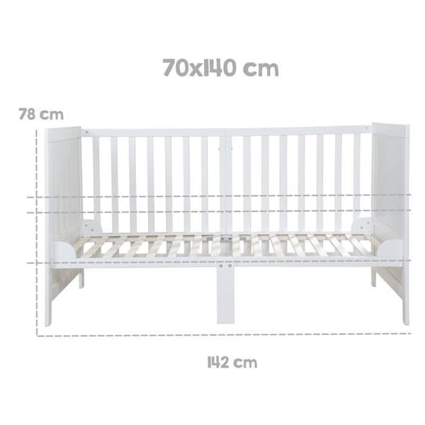Konvertibel spjälsäng - 70 x 140 cm - ROBA - EASY SLEEP - Vitlackerad