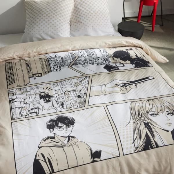 Sängkläder - IDAG - JAVA - 2 personer - 240x220 cm - Bomull - Mangatryck - Beige