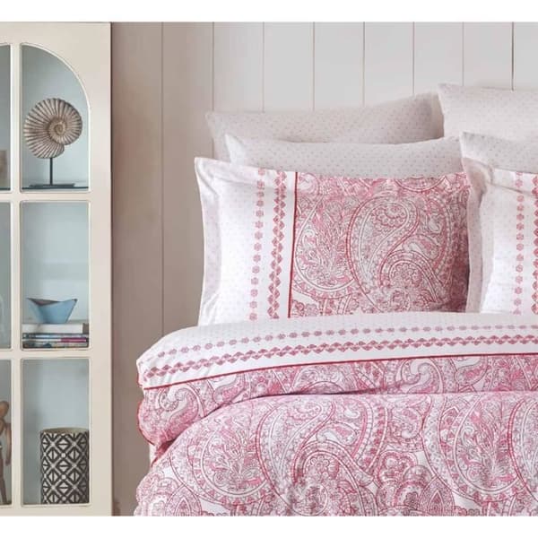 Bäddset - 1 påslakan 220 x 240 cm + 2 örngott 60 x 60 cm - 100% förstärkt bomull - Rosa