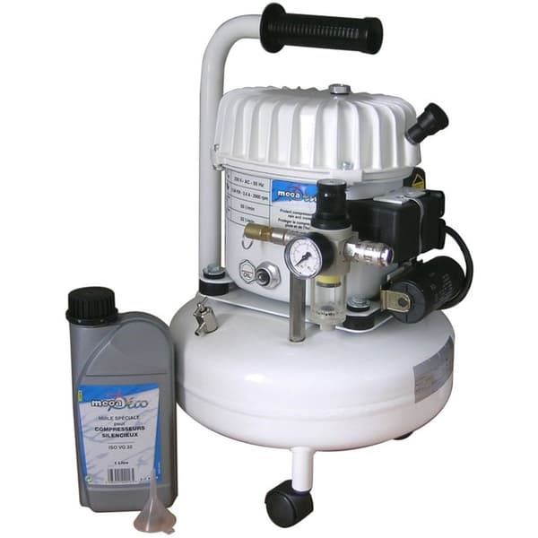 MECAFER tyst portabel luftkompressor 9L 0,5HP 8 bar för airbrush och underhåll vit