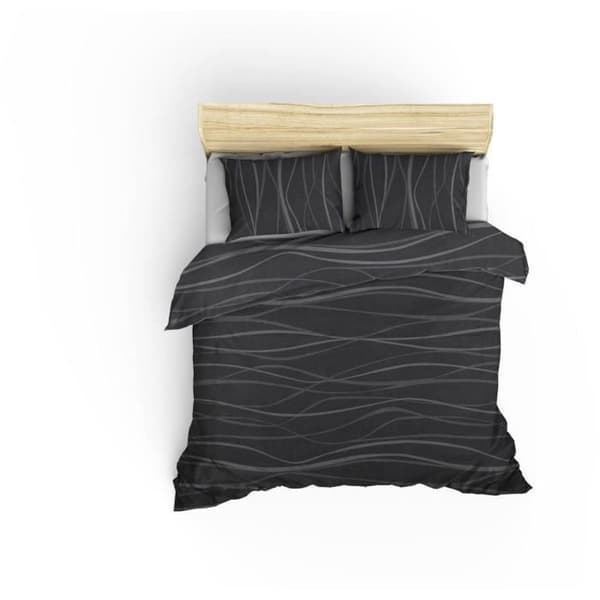 Bäddset - 1 påslakan 220 x 240 cm + 2 örngott 60 x 60 cm - 65% bomull, 35% polyester - Grå