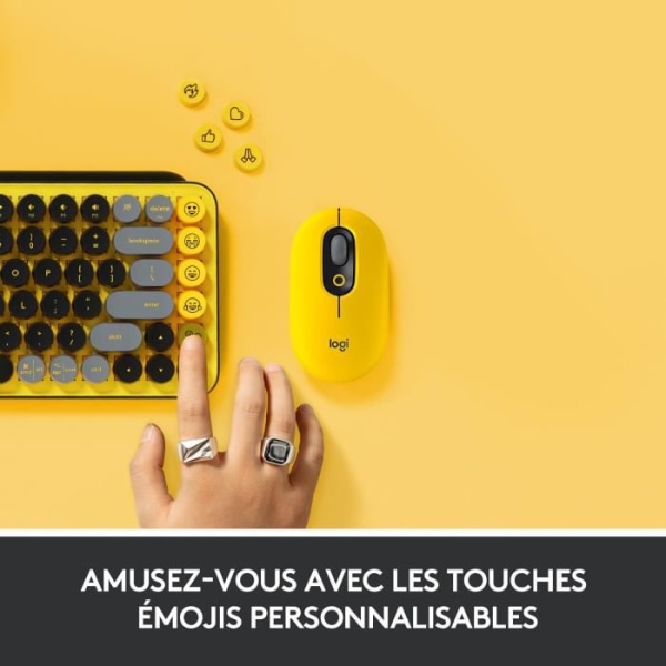 Logitech trådlöst tangentbord - mekaniska POP-nycklar med anpassningsbara emoji-nycklar, Bluetooth eller USB, hållbar kompakt design - gul