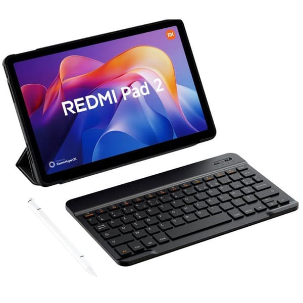 Redmi Pad 2 Android Surfplatta Bundle - Fransk Version - 11" 2.5K Skärm - 128 GB - Grå + Fodral + Stylus + Tangentbord