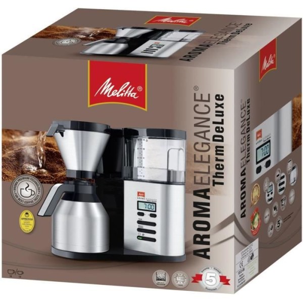 MELITTA 1012-06 Kaffebryggare Aroma Elegance Therm DeLuxe 1012-06 Svart / borstat stål