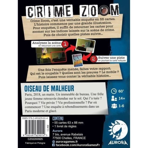 Crime Zoom: Bird of Misfortune - Asmodee - Undersökningsspel - Ålder 14 - 30 minuter till 1 timme