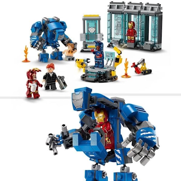 LEGO Marvel 76315 Iron Man Laboratory: Hall of Armor - Leksak för pojkar, 8 år gammal