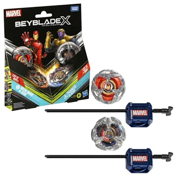 Beyblade X Marvel Collab, Iron Man 4-80B vs. Thanos 4-60B, multipack, från 8 år