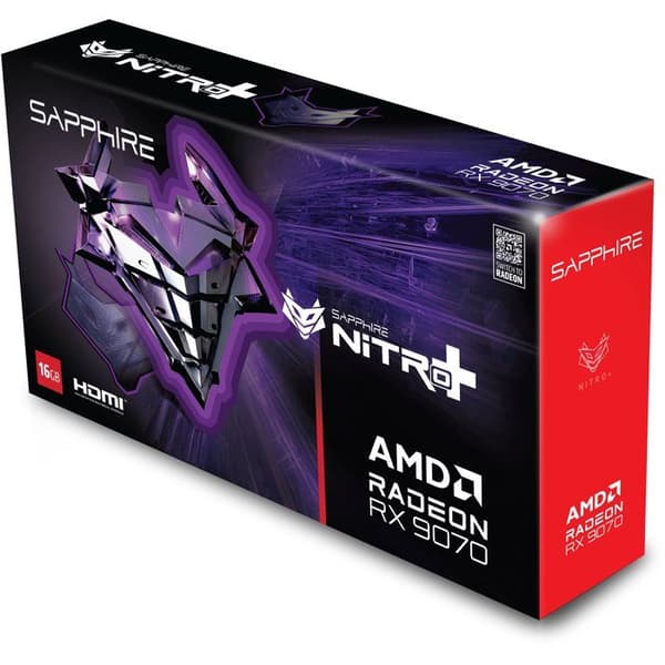 SAPPHIRE - Grafikkort - NITRO+ AMD RADEON RX 9070 GAMING OC - 16 GB - Dual HDMI / Dual DP