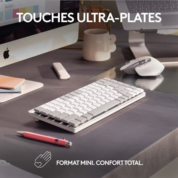 Logitech - Trådlöst tangentbord för Mac - MX Mekanisk mini - Pale Grey