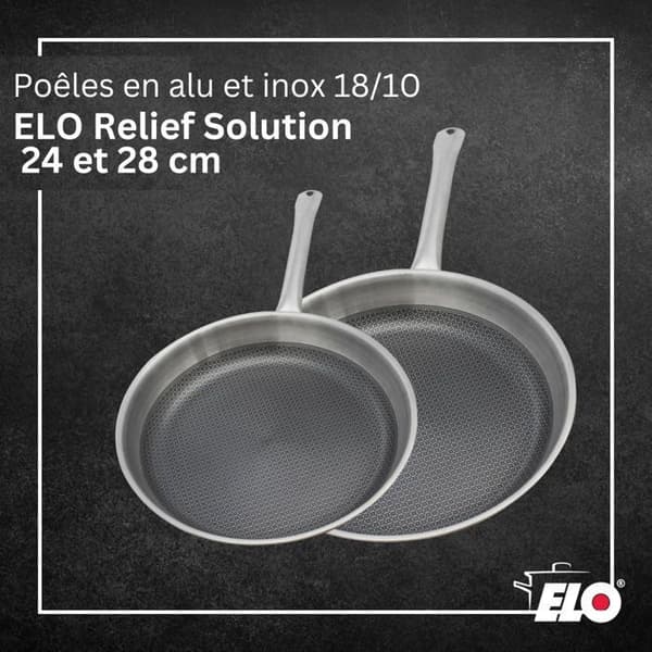 Set med 2 induktionspannor - ELO - Relief Solutions - 18/10 rostfritt stål ELODUR Select non-stick  Ø 24 och 28 cm