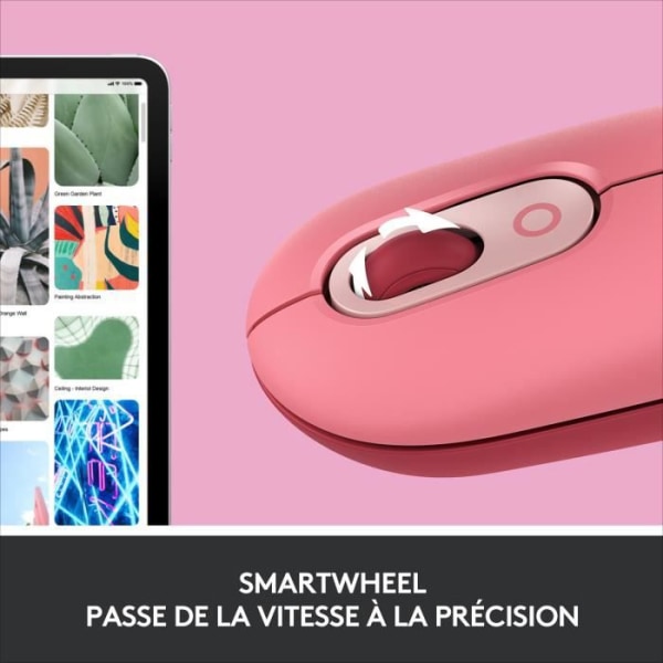 Logitech POP Mouse trådlös mus med anpassningsbara emojis, Bluetooth, USB, Multi-Device - Rosa