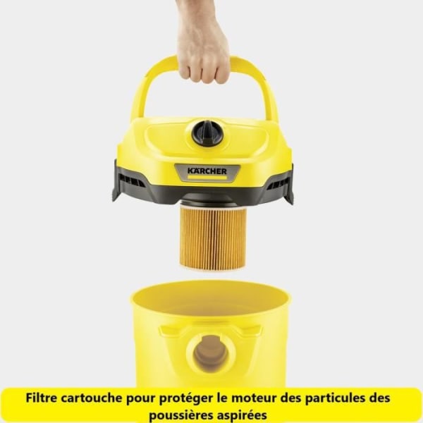 Våt- och torrdammsugare KARCHER WD 2 Plus V-15/4/18 C - Polypropentank 15 L - 1000W (Fläktfunktion)