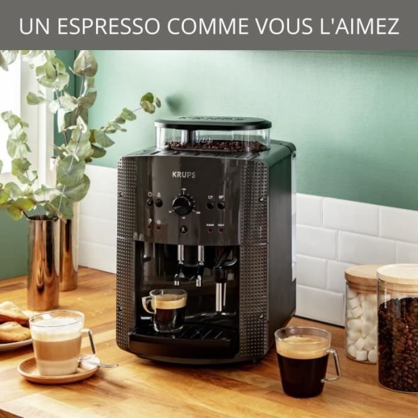 KRUPS Kaffemaskin med bönkvarn, Mjölkskummare, 2 samtidiga espressokoppar, Automatisk rengöring, Essential grå YY5149FD