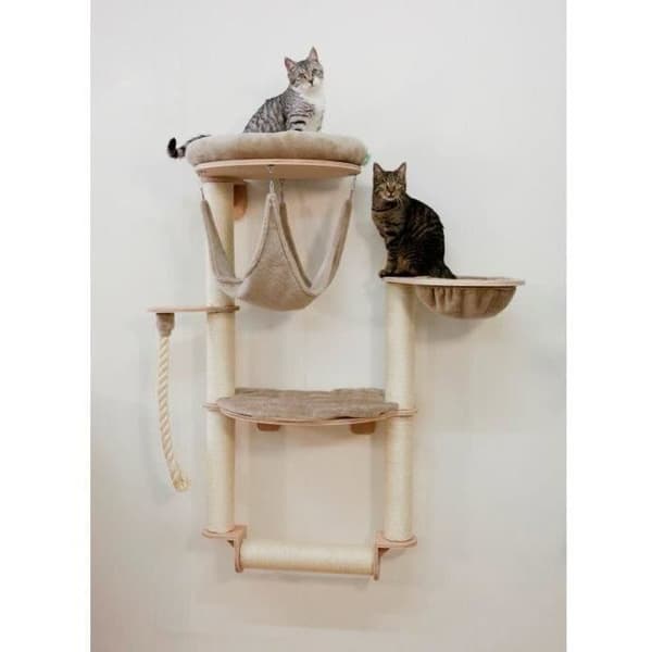 Väggmonterat klösträd - H. 138 cm - Dolomit Grappa Pro - KERBL - Taupe