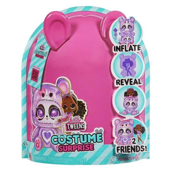 LOL Surprise - Tweens kostymdocka - Hoops Cutie - 17 cm docka + uppblåsbart djur - Överraskning att upptäcka - 4 limmodeller