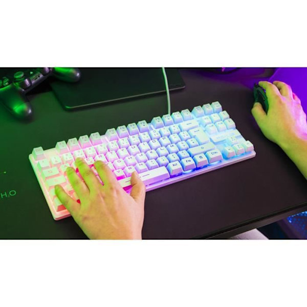 Speltangentbord - RGB TKL-membran - THE G-LAB - KEYZ-CAESIUMT-W/FR - FR Layout - 12 genvägar - 100 % anpassningsbar - Vit