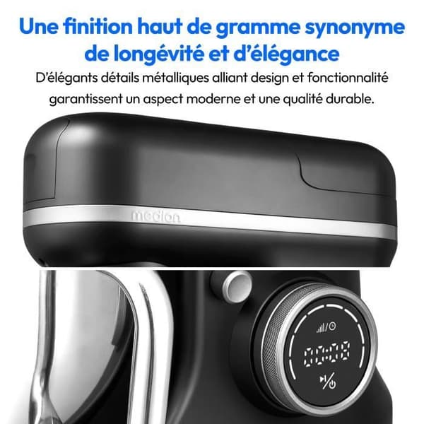 3-i-1 matberedare - MEDION - MD18430 - 1200 W - 5 L - 8 hastigheter - Hackfunktion - Svart
