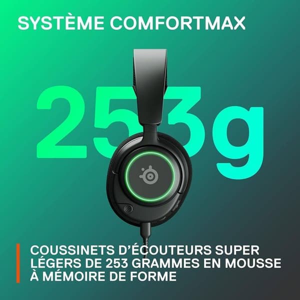 Gaming Headset - STEELSERIES - Arctis Nova 3 - Kabelansluten - Multiplattform - Svart