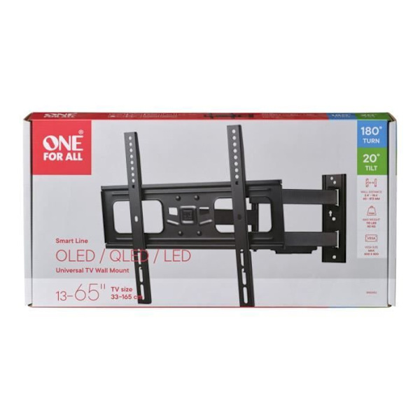 ONE FOR ALL WM2453 - Smart TV Wall Mount - 20 ° tilt & 180 ° swivel - 32-65 '' / 81-165cm - For TV max 50 kg