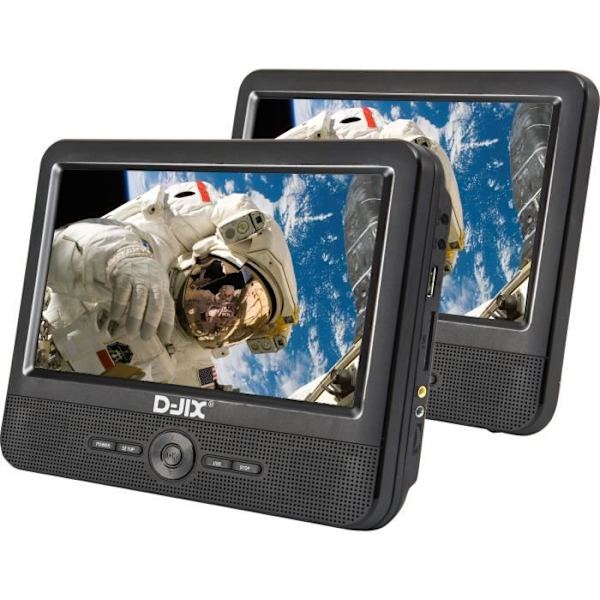 DJIX PVS906-50SM 9 bärbar DVD-spelare - Dubbelskärm - 2 timmars batteritid - Svart