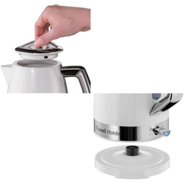Russell Hobbs 28080-70 Structure 1,7L vattenkokare, snabbkokning, mindre energianvändning, 360° flervägsbas - vit