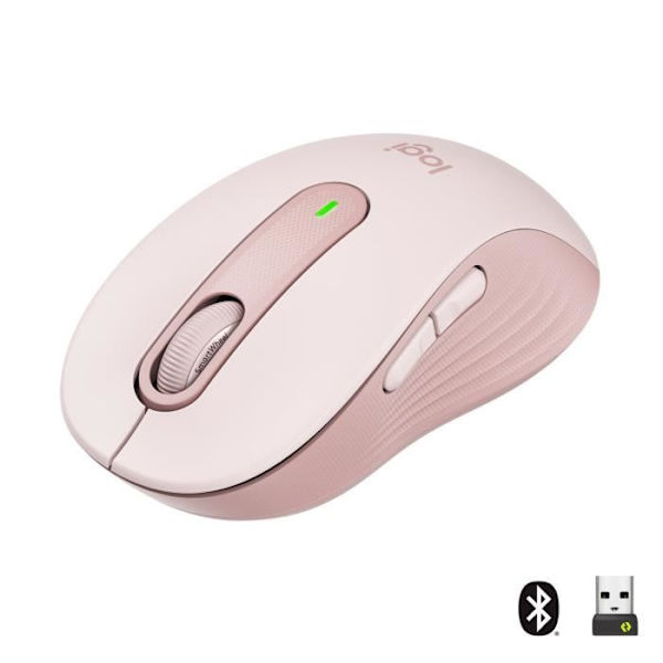 Logitech Signature M650 trådlös mus - Tyst, Bluetooth, programmerbara knappar - Rosa