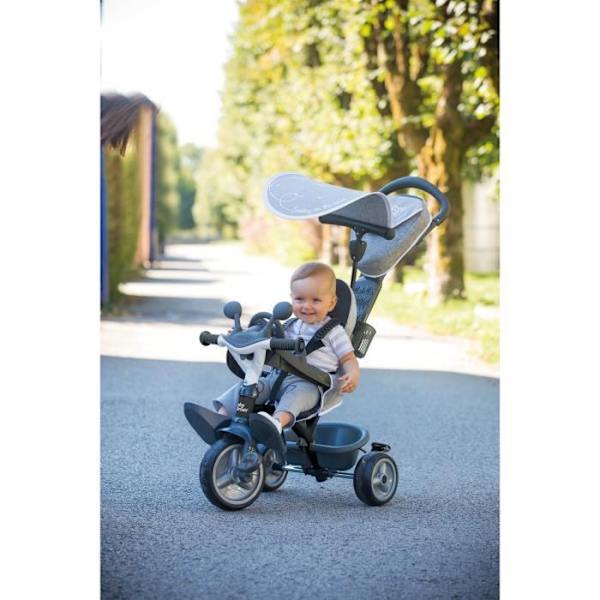 Smoby - Baby Driver Plus Grå trehjuling - Barnets evolutionära cykel från 10 månader - tysta hjul - parkeringsbroms