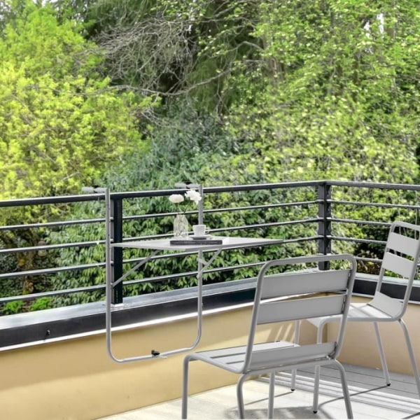 Trädgårdsbord - Fällbart balkongbord - Fällbart - Grå - Stål - 1 Person - 60 x 78 x 86-101 cm